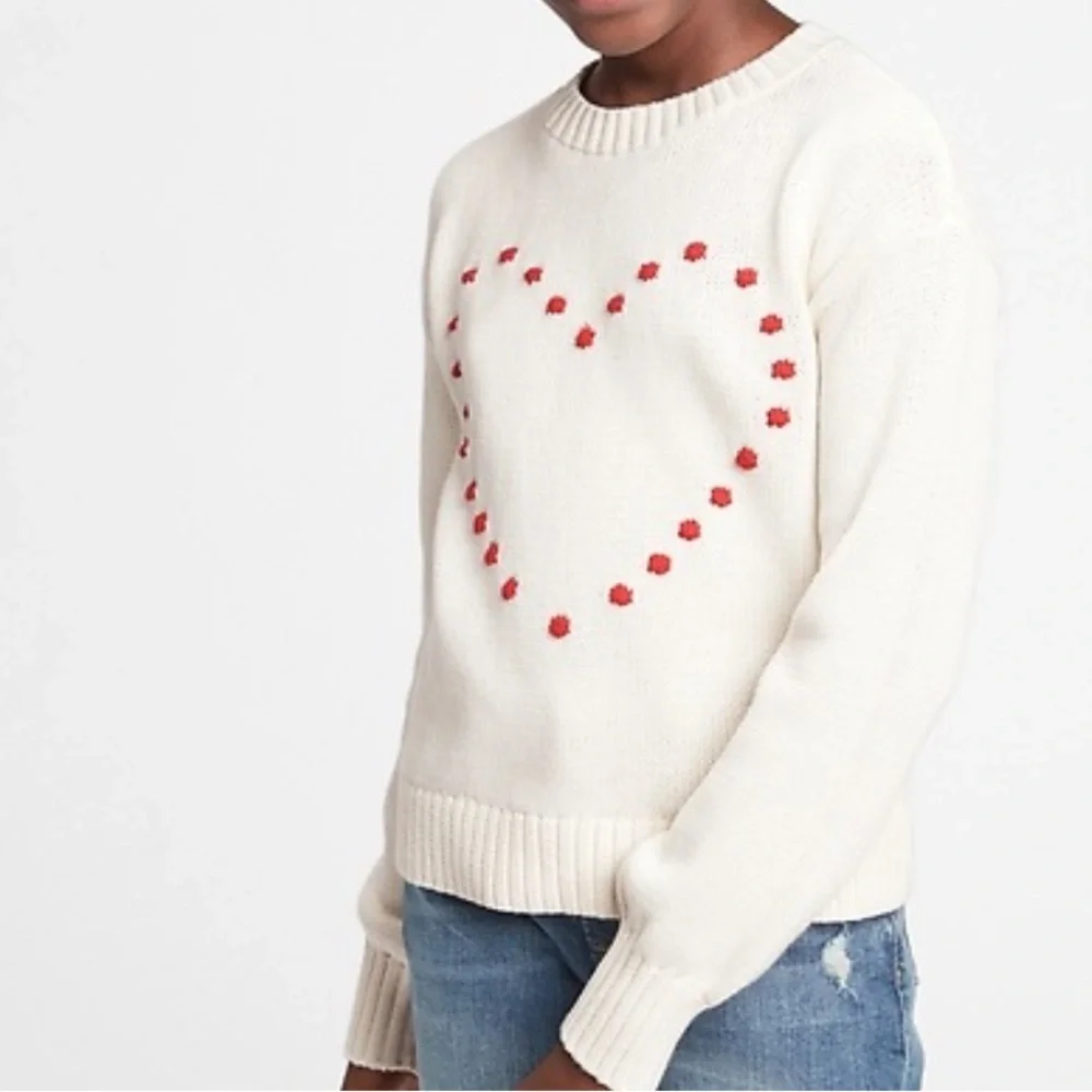 Gap Heart Patterned Cream Sweater 6/7